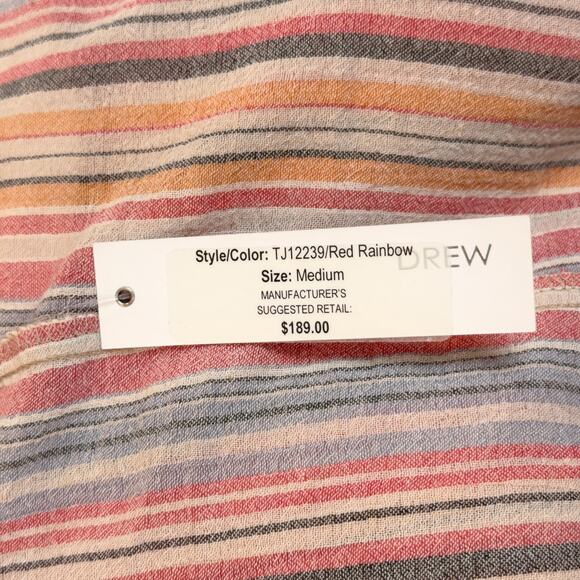 NWT DREW Red Rainbow Striped Ruffle Sleeve Blouse Top (Mutli Color | Size M) - Picture 5 of 6